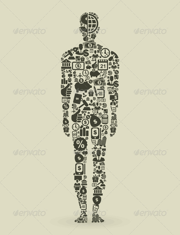 Person Made of Business Elements - People Characters