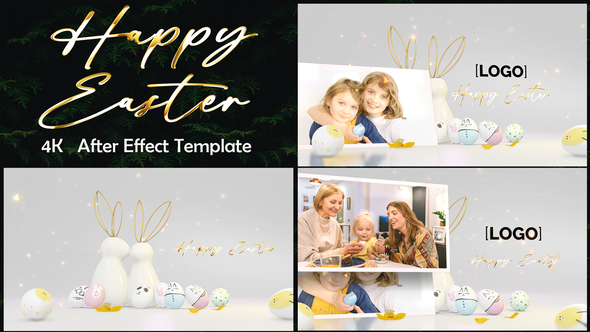 Happy Easter with golden theme photo bunny