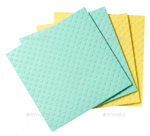 A Kitchen Sponge Isolated On The White Background Stock Photo