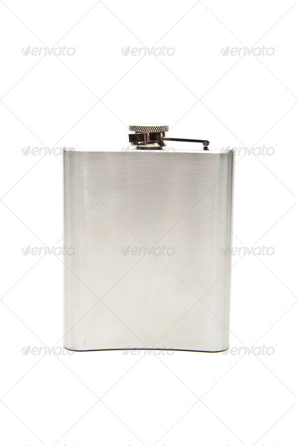 Stainless hip flask isolated - Stock Photo - Images