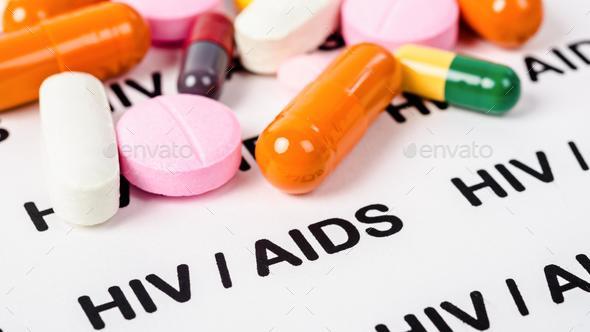 HIV / AIDS word, medical concept, Human Immunodeficiency Virus. HIV/AIDS text