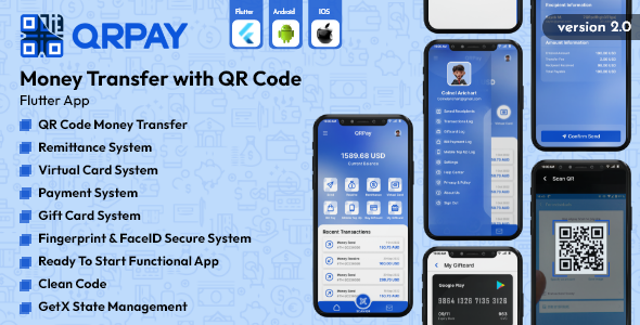 Download QRPay - Money Transfer with QR Code Flutter App