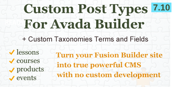 Custom Post Types, Taxonomies and Fields for Avada Builder