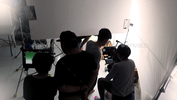 Behind the TV commercial video shooting.