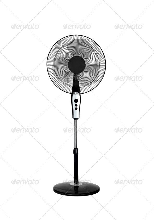 Electric black fan isolated on white background - Stock Photo - Images
