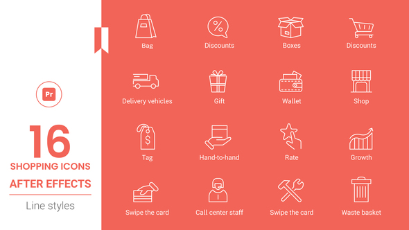 Shopping Line Icons Pack - MORGRT