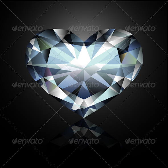 Heart-Shaped Diamond - Objects Vectors