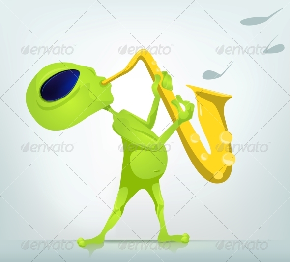 Cartoon Character Alien - Saxophonist - Monsters Characters