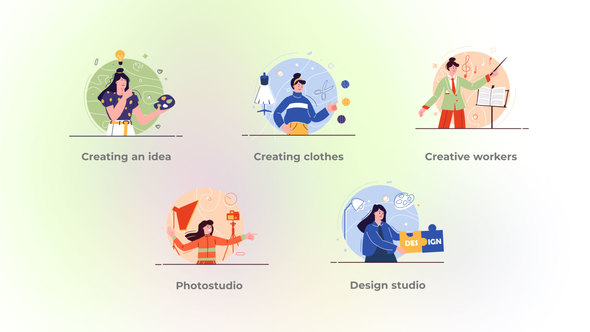 Creative Workers - Flat Concept