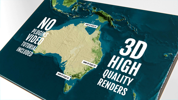 3D Physical Map - Australia and Oceania FCP