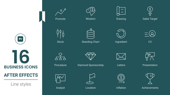 Marketing & Business Icons Line pack - MOGRT
