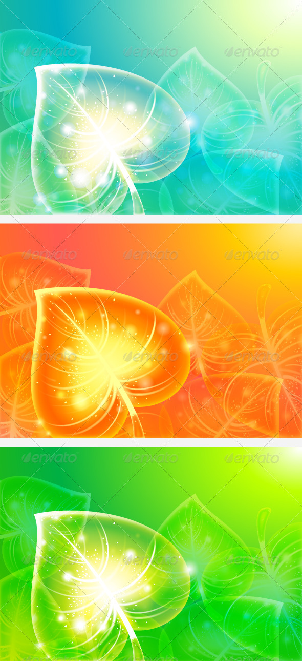 Abstract Leaves on Colourful Backgrounds - Backgrounds Decorative
