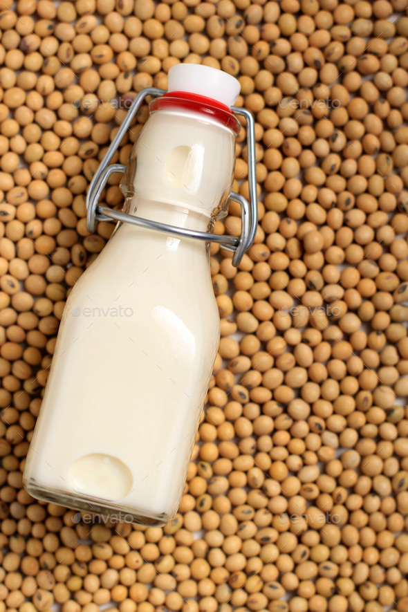 Soy Milk is a Beverage Made From Soy Bean Stock Photo by ikadapurhangus