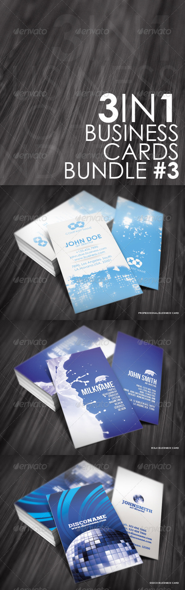 3in1 Business Cards Bundle #3 - Creative Business Cards