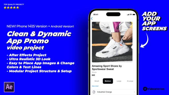 Dynamic & Clean App Promo Video 3D Mockup for Phone 14 and Phone 15
