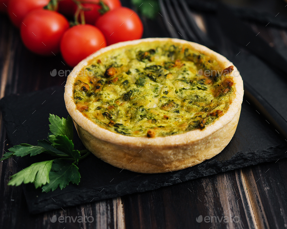 Quiche With Spinach Traditional Dish Of French Cuisine Stock Photo By   APP 880012 