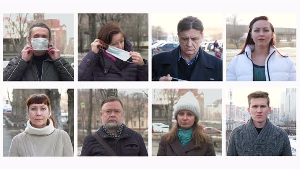 People in medical masks on street