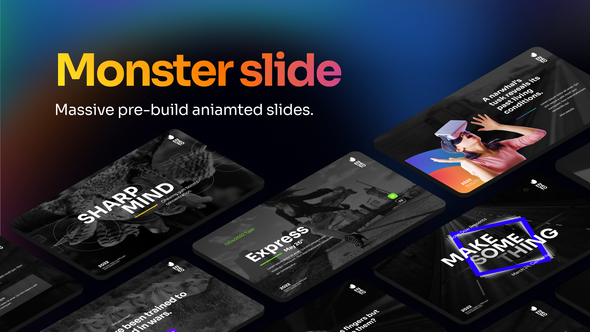Monster Slide Aniamted Text Full Screen Background Video Display After Effect Template Product Promo template preview