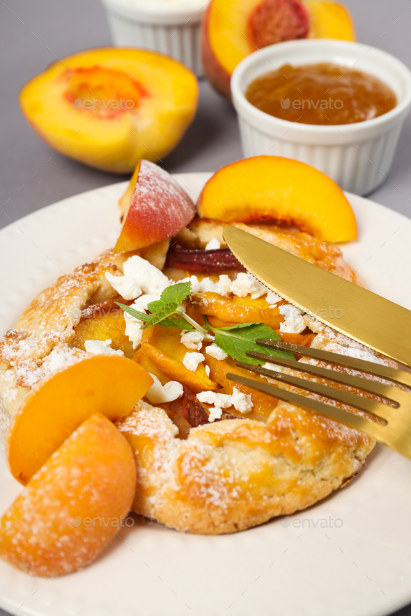 Fruit galette, composition for tasty food concept Stock Photo by