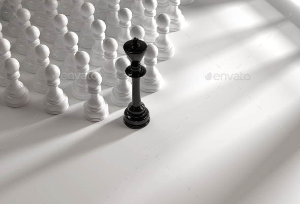 3d Rendering Of Black Chess Pieces Strategically Positioned On A