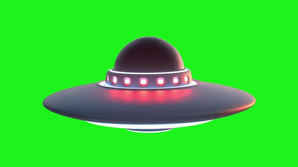 Rotating Ufo Saucer of Alien with Alpha Mask and Green Matte Screen alt