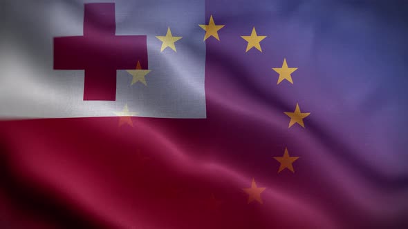 EU Tonga Flag Loop Background 4K