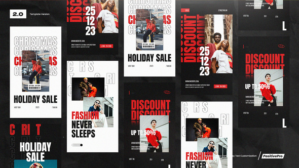 Reindeer Typography Stories Video Displays template preview