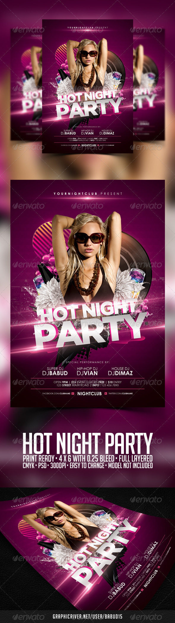Hot Night Party Flyer Template - Events Flyers