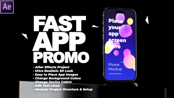 Fast App Promo - dynamic mobile app promo video for phone 14 and android devices