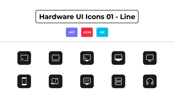 Hardware UI Icons 01 - Line Elements template preview