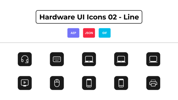 Hardware UI Icons 02 - Line Elements template preview