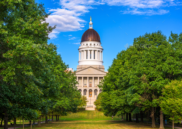 The Maine State House in Augusta, Maine - Stock Photo - Images