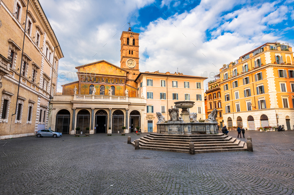 Rome, Italy at Basilica of Our Lady in Trastevere - Stock Photo - Images