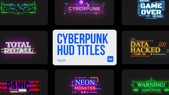 Cyberpunk HUD Titles 01 for After Effects Titles template preview
