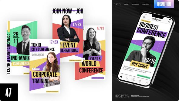Conference Instagram Stories Video Displays template preview