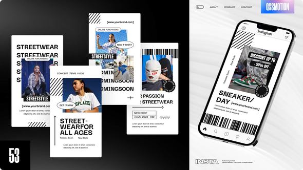 White Street Instagram Stories Video Displays template preview