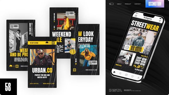 Local Fashion Streetwear Instagram Stories Video Displays template preview