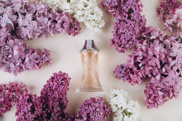 Perfume bottles on glamour background, floral feminine scent, fr