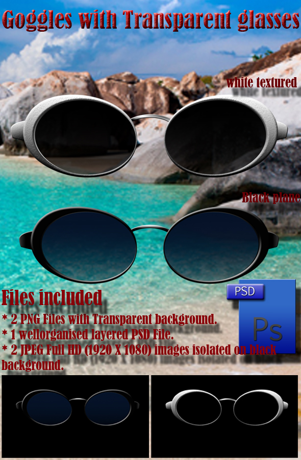 goggles with transparent glass.