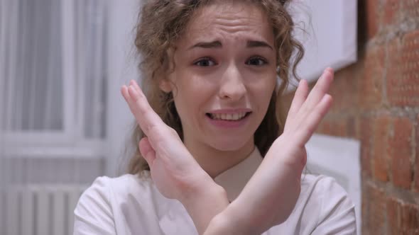 No, Young Female Denying, Rejecting Offer, Not interested alt