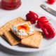 Habanero sauce with cream cheese on crackers - PhotoDune Item for Sale