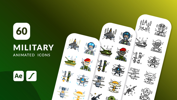 60 Military Animated Icons | After Effects Template
