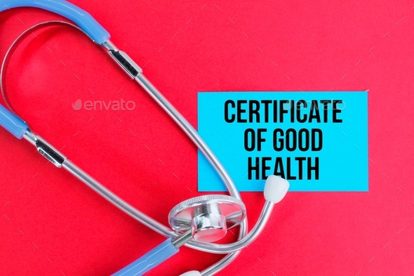stethoscope with the words certificate of good health Stock Photo by ...