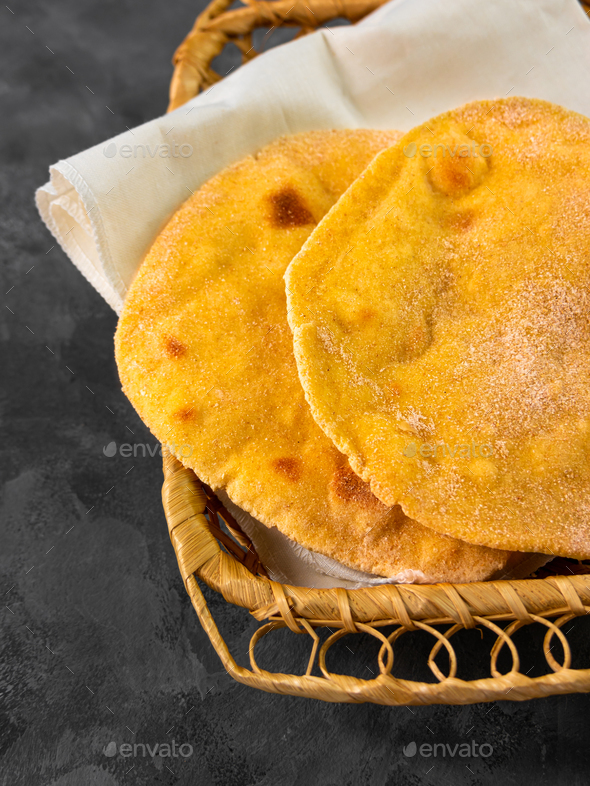 Homemade corn flatbread breadbasket gluten free meal tortilla wrapping