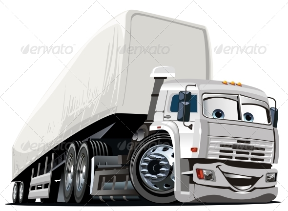 Vector Cartoon Semi Truck - Miscellaneous Characters