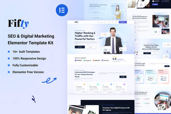 Fifty - SEO & Digital Marketing Agency Elementor Template Kit