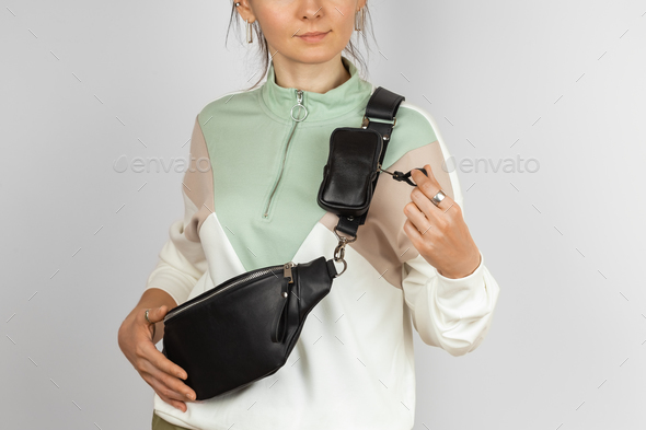 Leather Waist Bag with Coin Purse Accessory