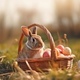 Easter bunny and Easter eggs on green grass field - PhotoDune Item for Sale