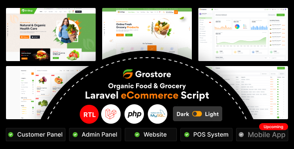 GroStore - Food & Grocery Laravel eCommerce with Admin Dashboard