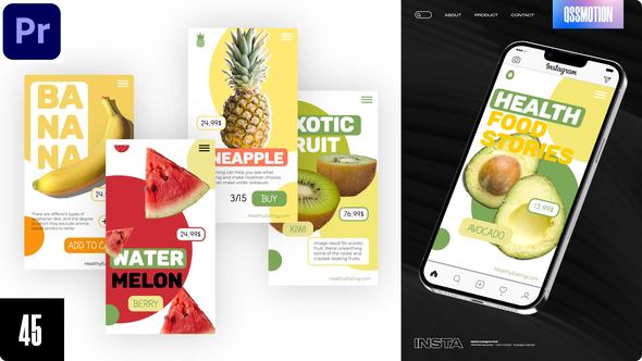 Healthy Food Instagram Stories For Premiere Pro